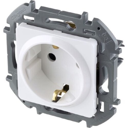 Розетка с заземлением без рамки Legrand Inspiria 1-м. шторки белый картинка